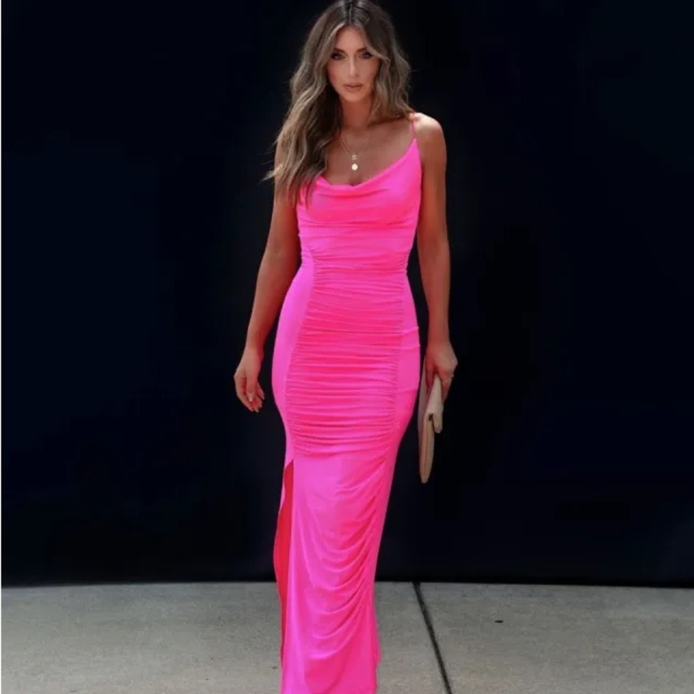 Hot Pink Bodycon Maxi Dress- Size S